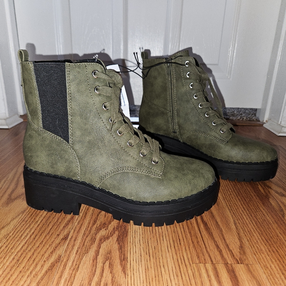 Indigo rd olive green combat boots